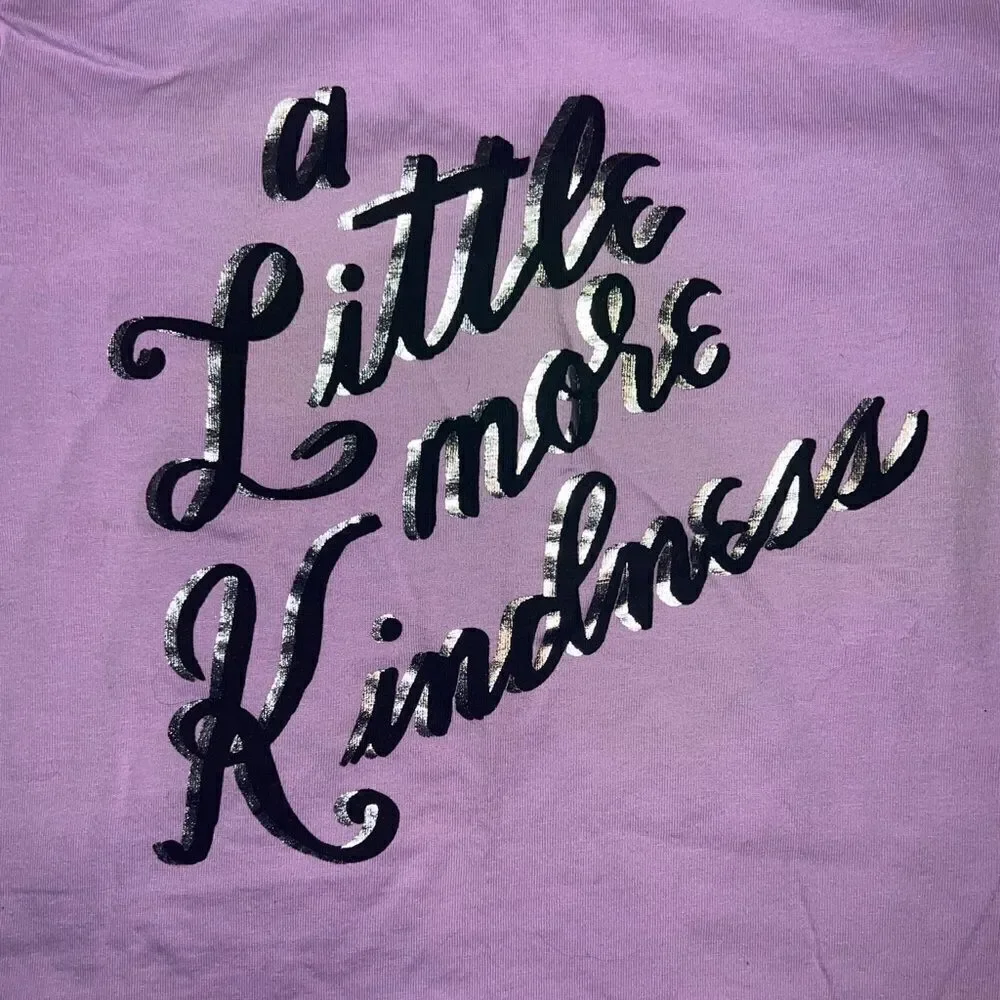 Gymboree Girls Purple Little More Kindness Graphic Short Sleeve T-Shirt Small